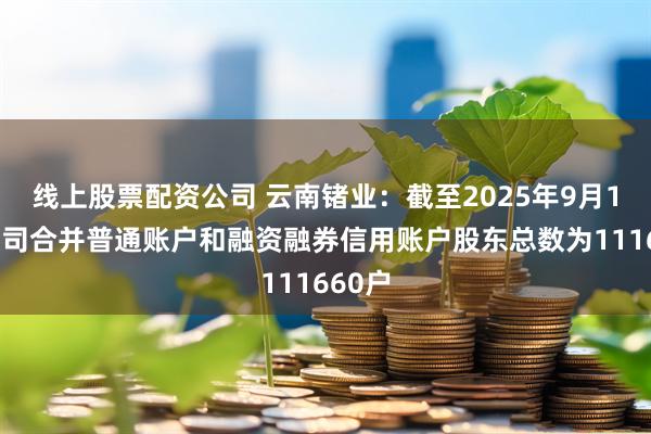 线上股票配资公司 云南锗业：截至2025年9月19日公司合并普通账户和融资融券信用账户股东总数为111660户